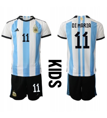 Argentina Angel Di Maria #11 Hjemmebanesæt Børn VM 2022 Kort ærmer (+ korte bukser)